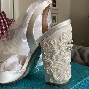 Beautiful Betsy Johnson bridal embellished heels